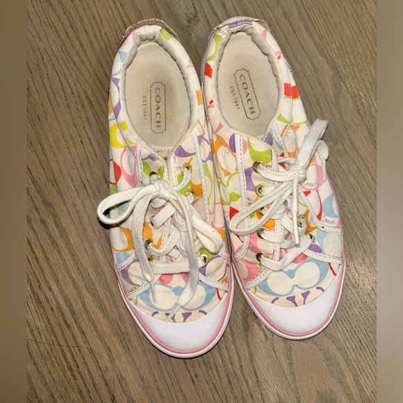 Coach Barrett Low Top Multicolor Logo Sneakers women’s size 9 - Picture 2 of 8